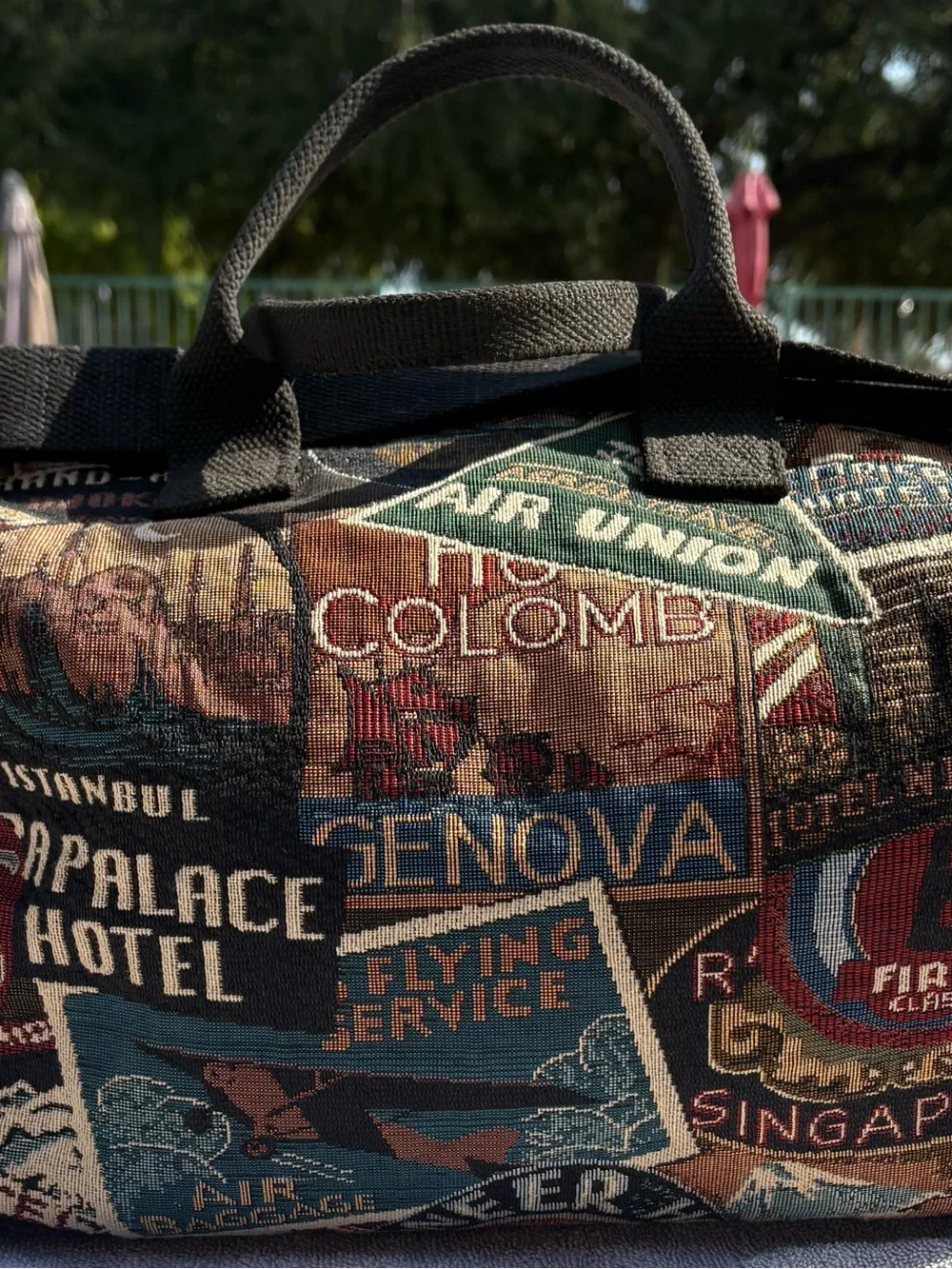 Multicolor Graphic Canvas Duffel Bag - Travel Weekender