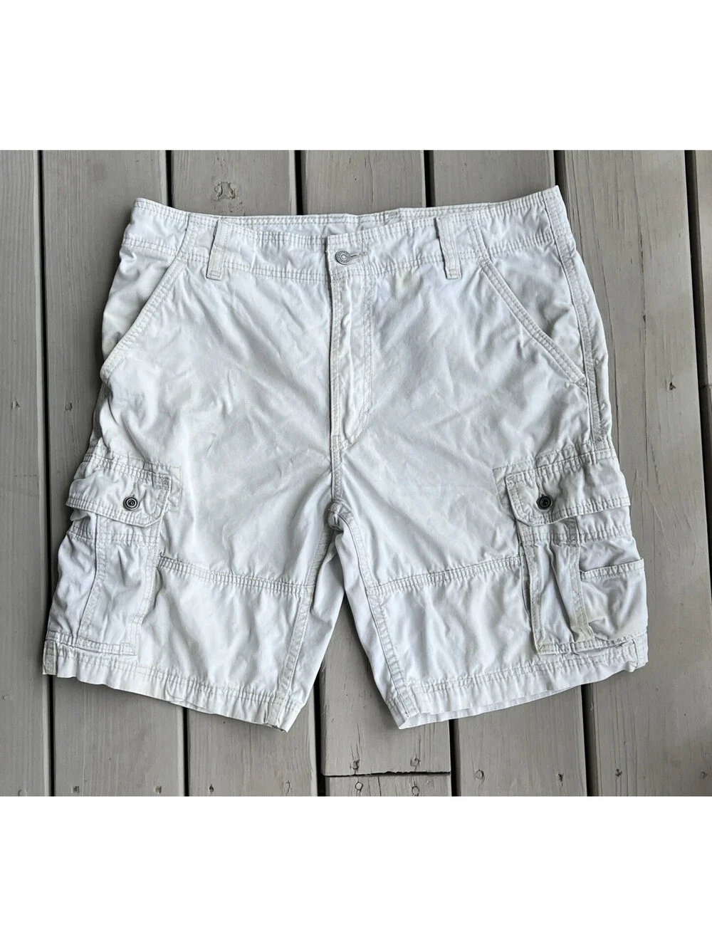 Levis Mens 36x10 Cargo Shorts Cotton Twill Light Khaki Utility Grunge Y2K