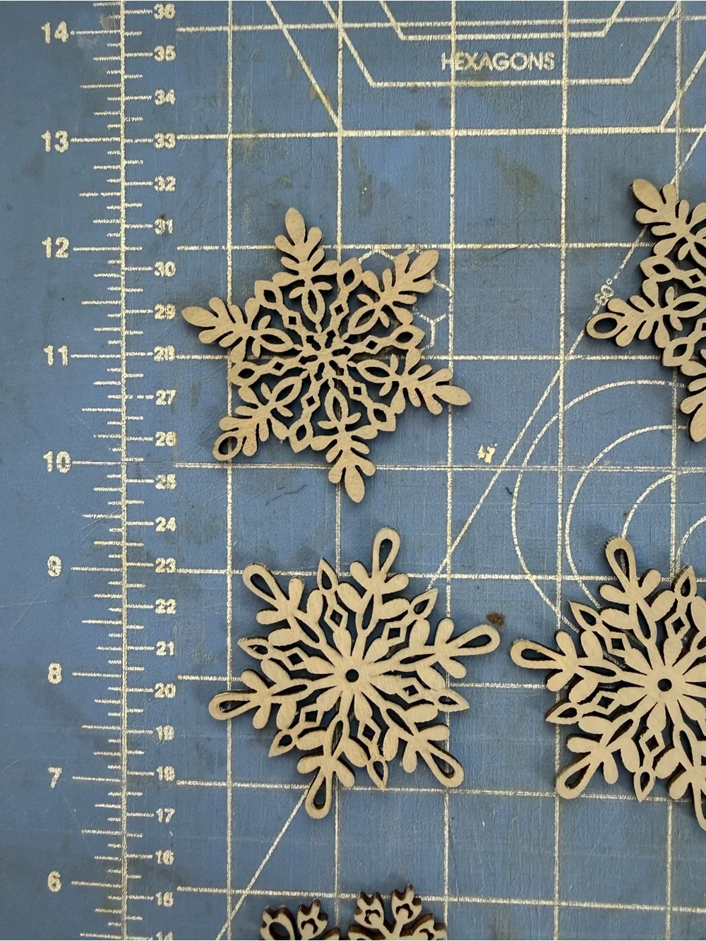 Unbranded Natural Wood Snowflake Wall Decor - Set of 15