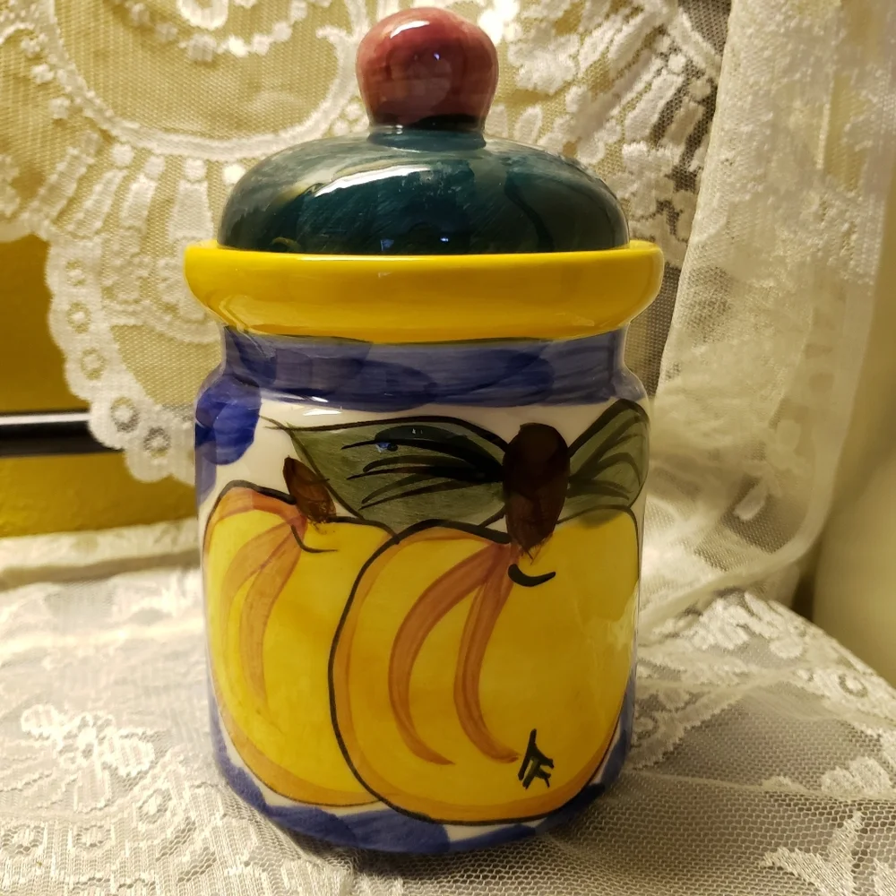 Vintage GEI Canister Peaches & Grapes Sealing Lid