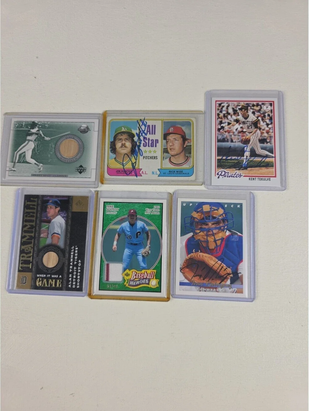 6 Card (MEM) Lot Baseball - HOF NM Autos Jersey Bat Mike Schmidt Alan Tramell ++