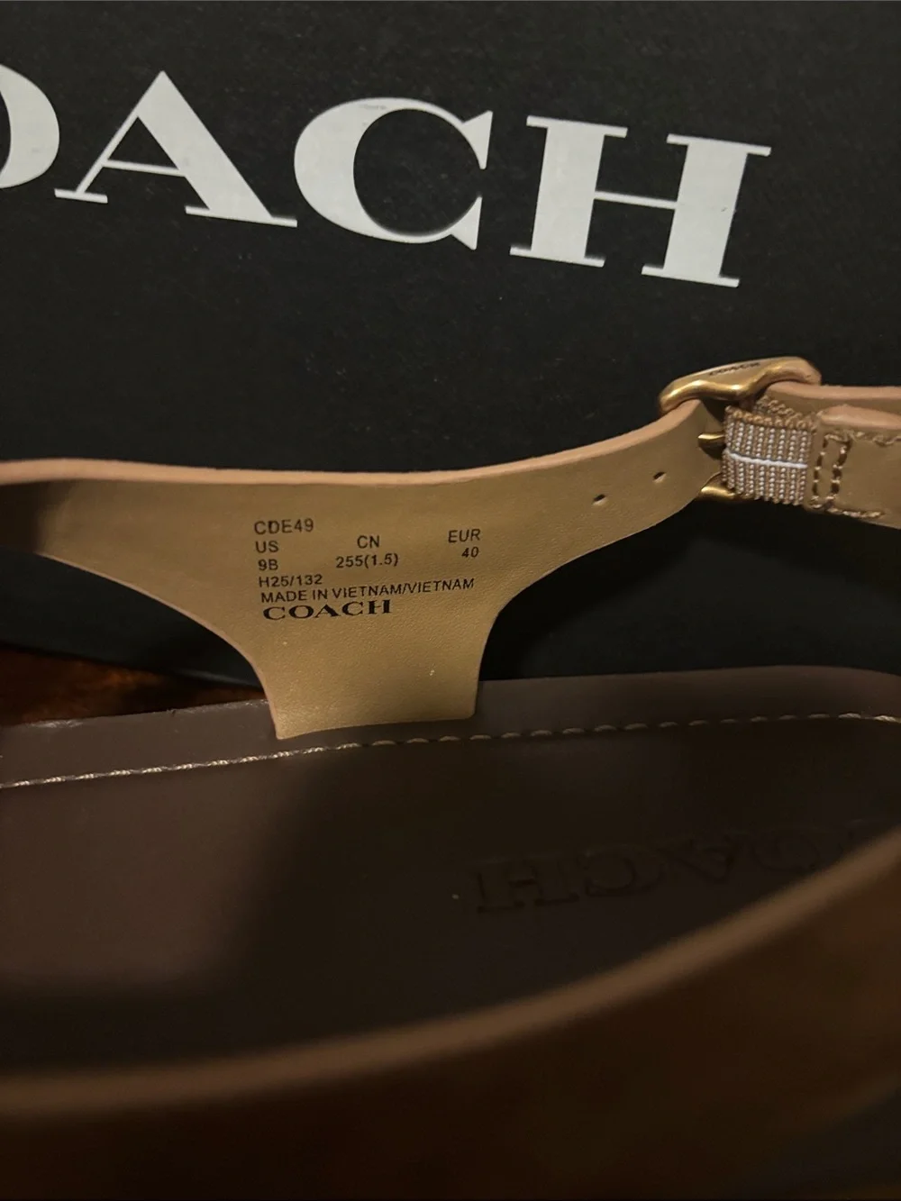 Coach Men's Tan Suede Platform Thong Sandals with Buckle