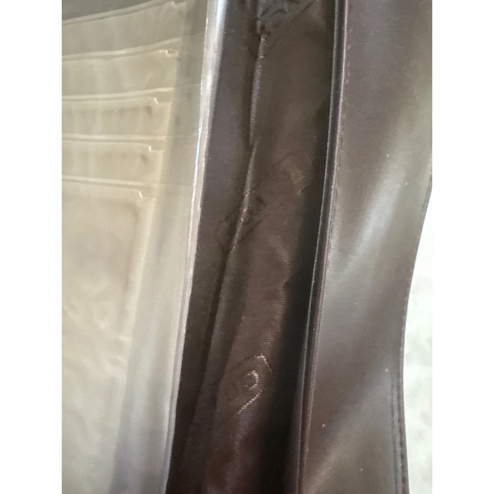 Coach Dark Brown Leather Checkbook Cover Slim Wallet Insert with Card Holder