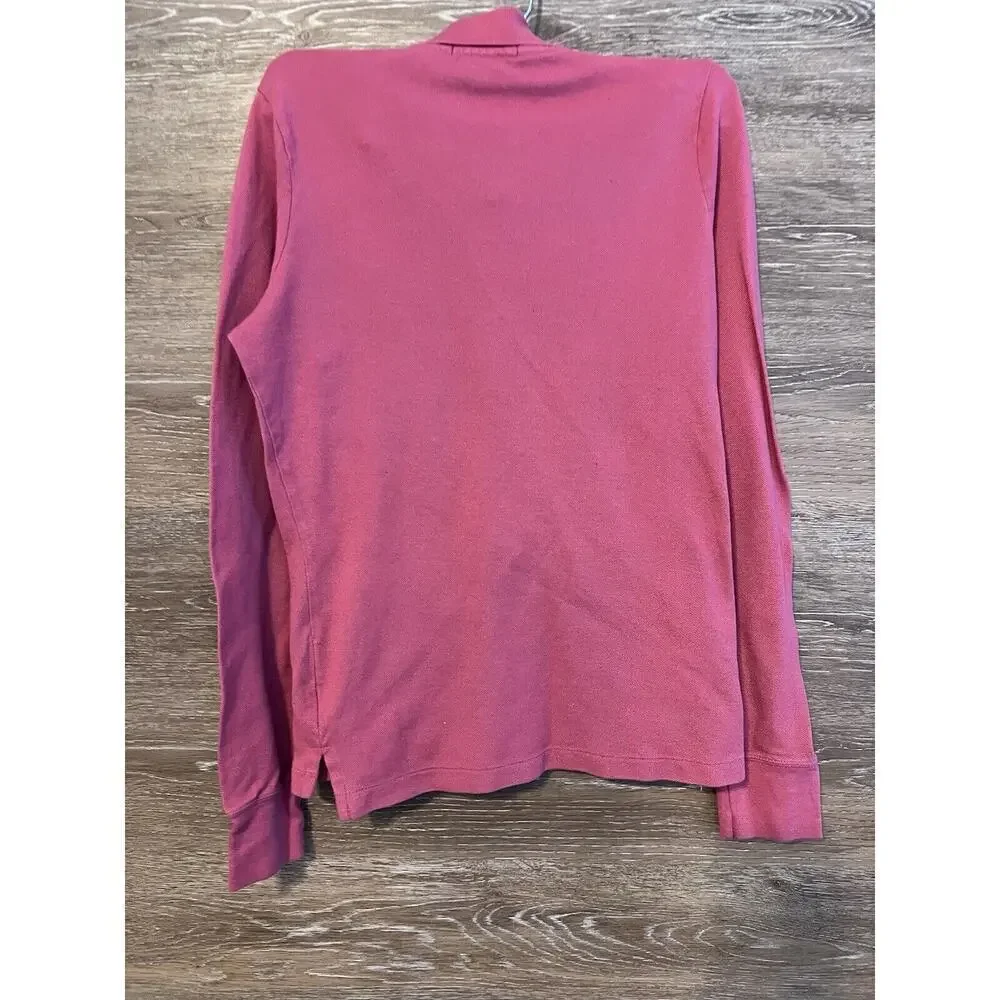 Ralph Lauren Polo Girl kids Top Medium Pink Polo Shirt Logo Long Sleeve Great