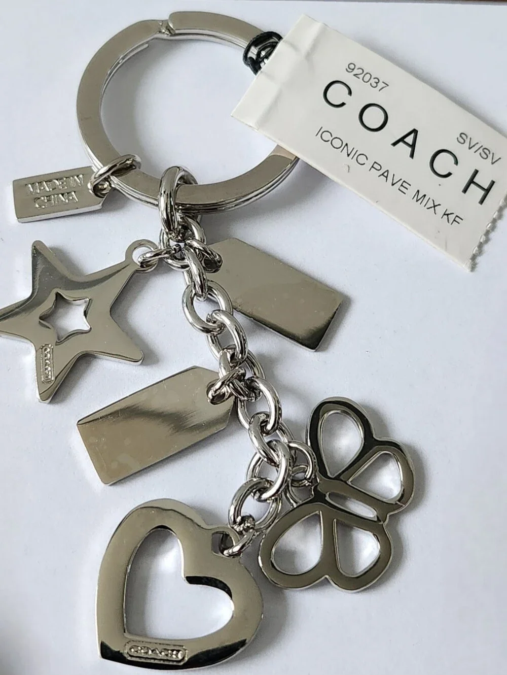 Coach Iconic Pavé Mix Silver Keychain