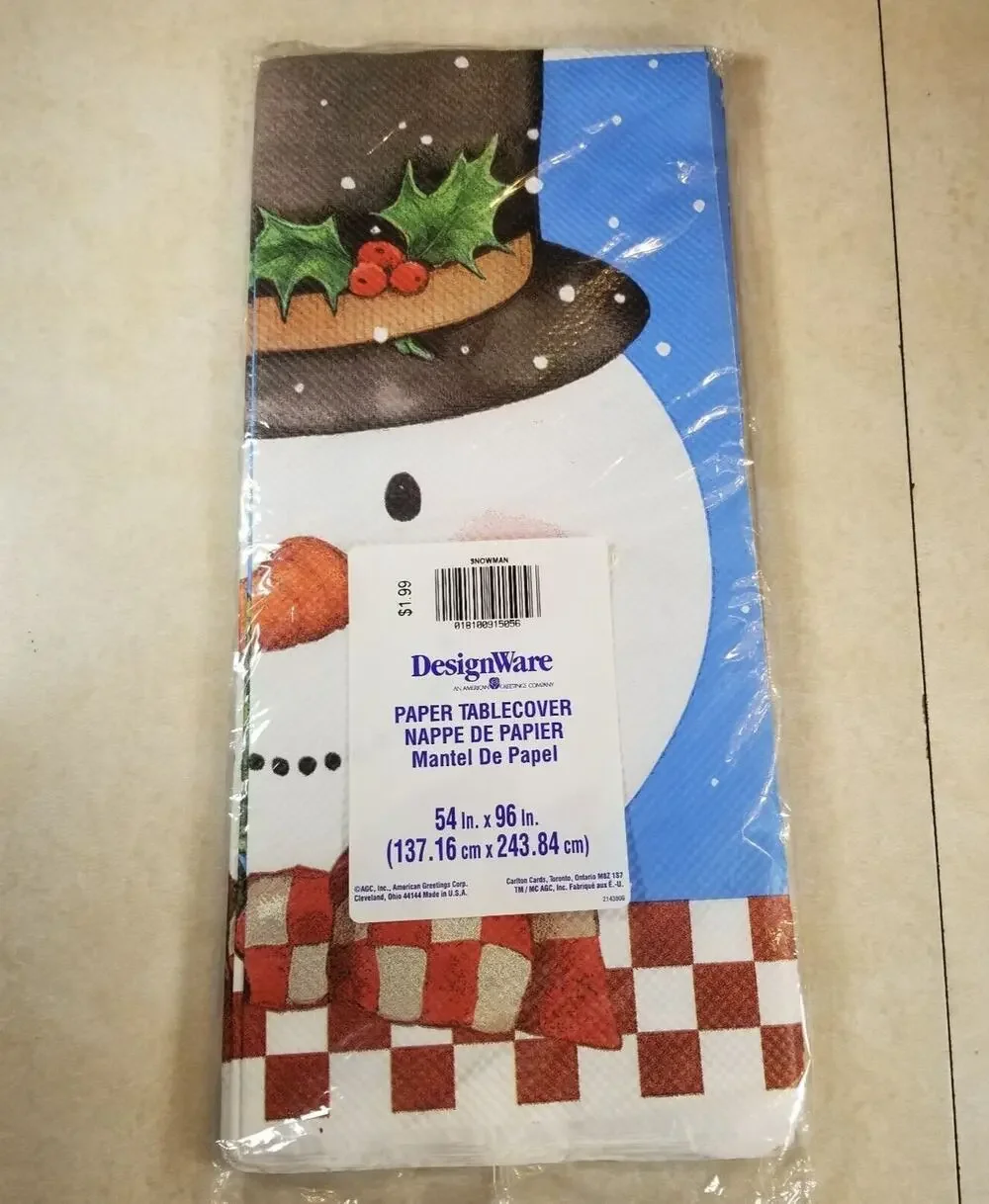 Table Cover Vintage Sealed Christmas Snowman Tablecloth 54