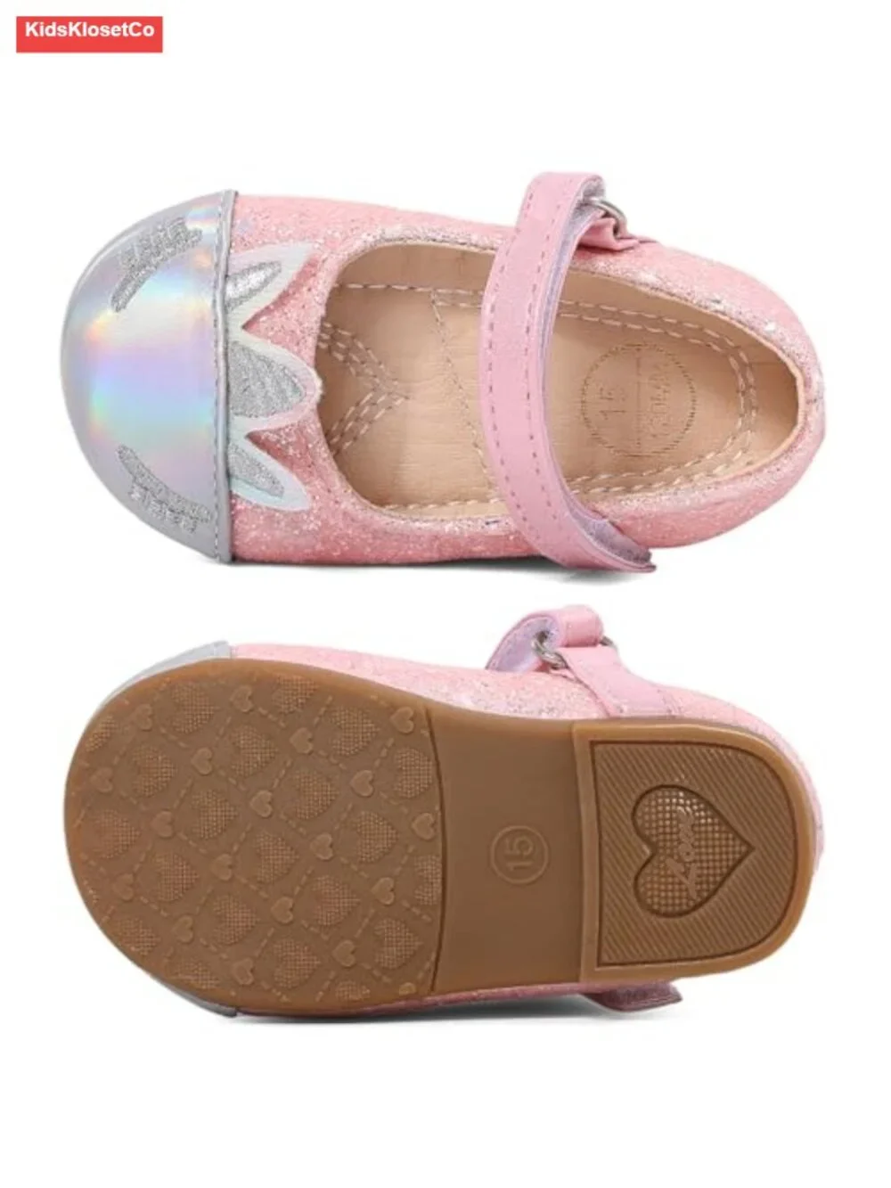 Baby Girls Sequin Mary Jane Flats Non-Slip Princess Dress Shoes
