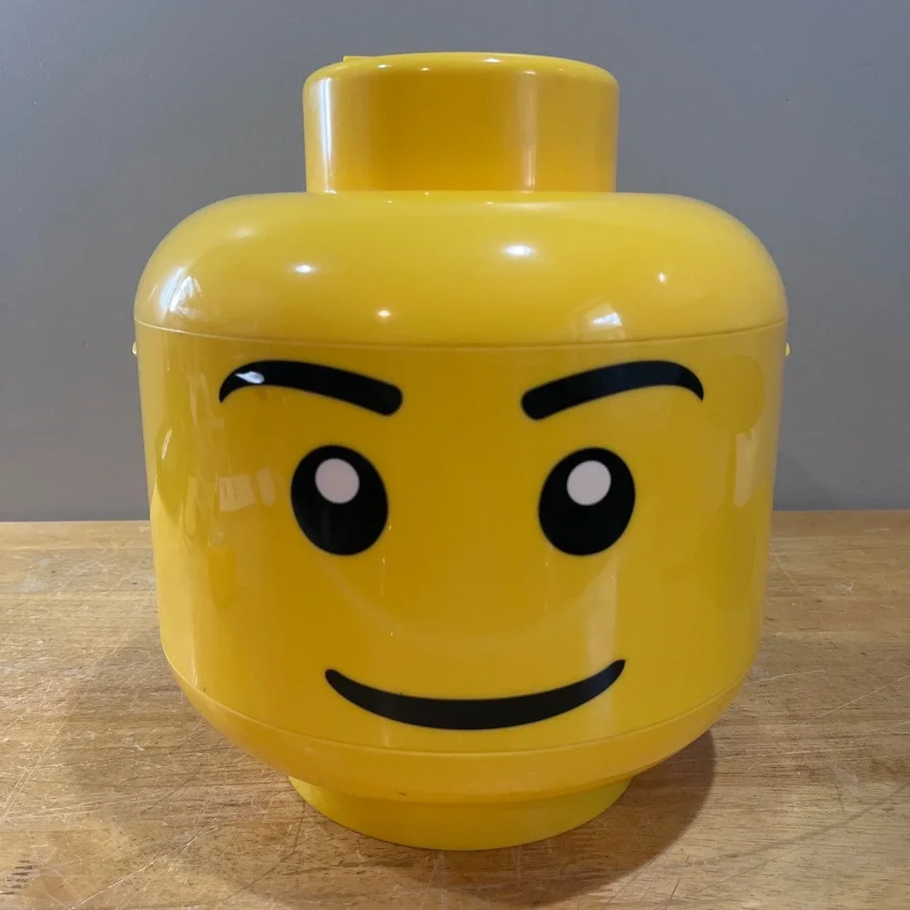 LEGO Minifigure Head‎ Sort and Store Yellow Storage Bucket Sorter Case Vtg Style