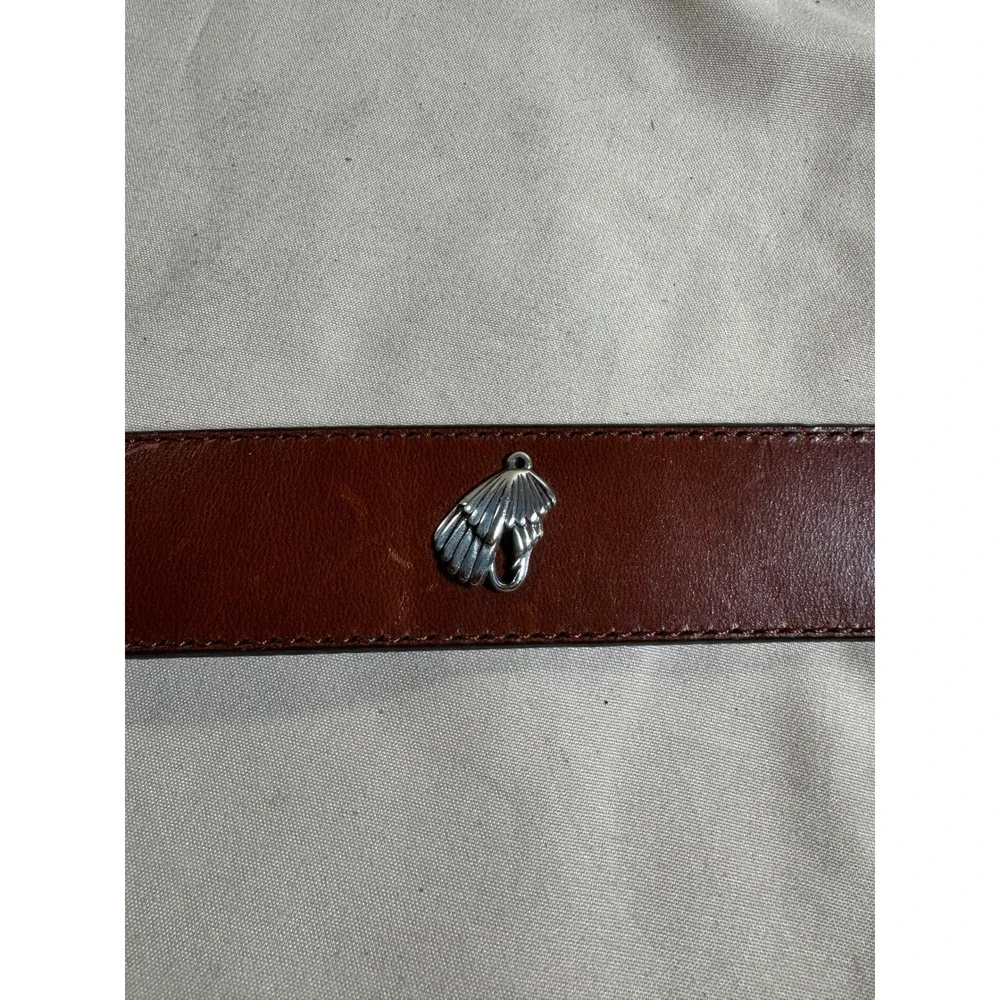 Brighton Mens Brown Leather Fly Fishing Trout Belt Silver Conchos Size 38
