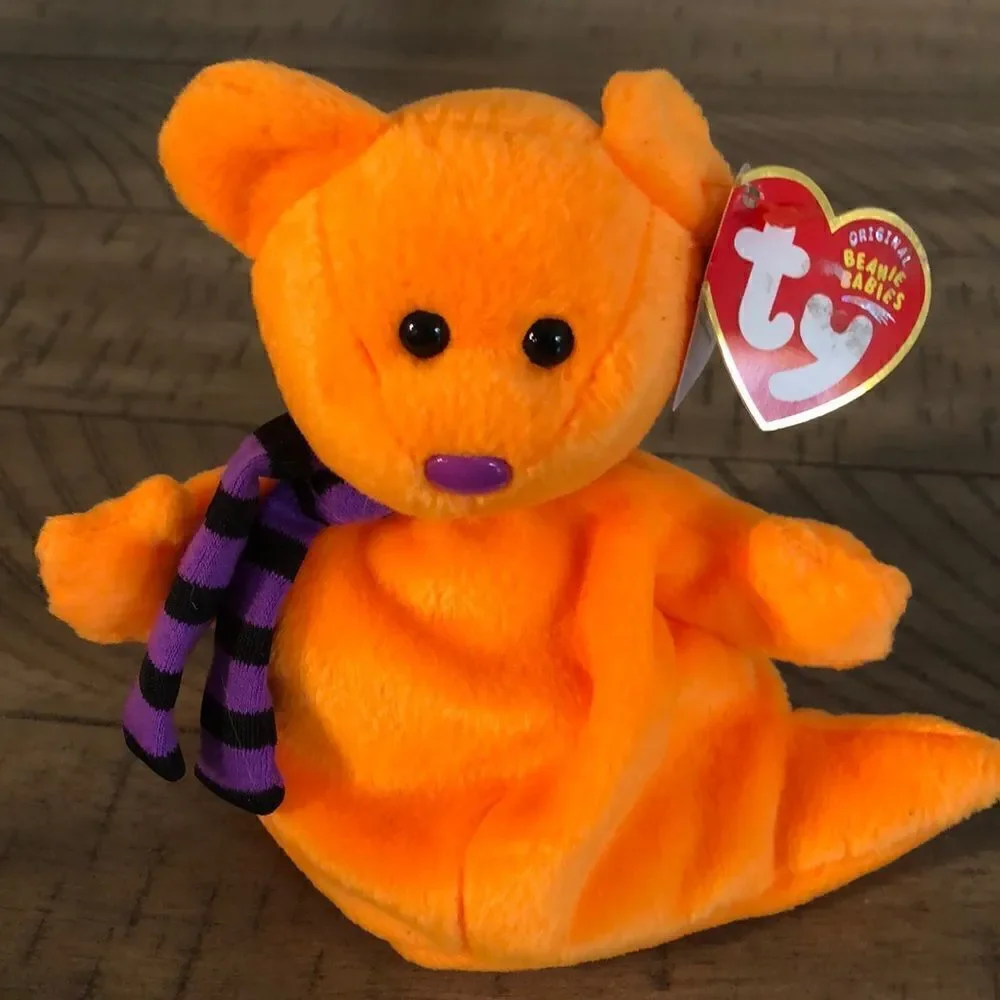 20th Anniversary Shivers 👻 the Ghost Pumpkin 🎃 orange 🍊 👻 Ty Beanies 2003
