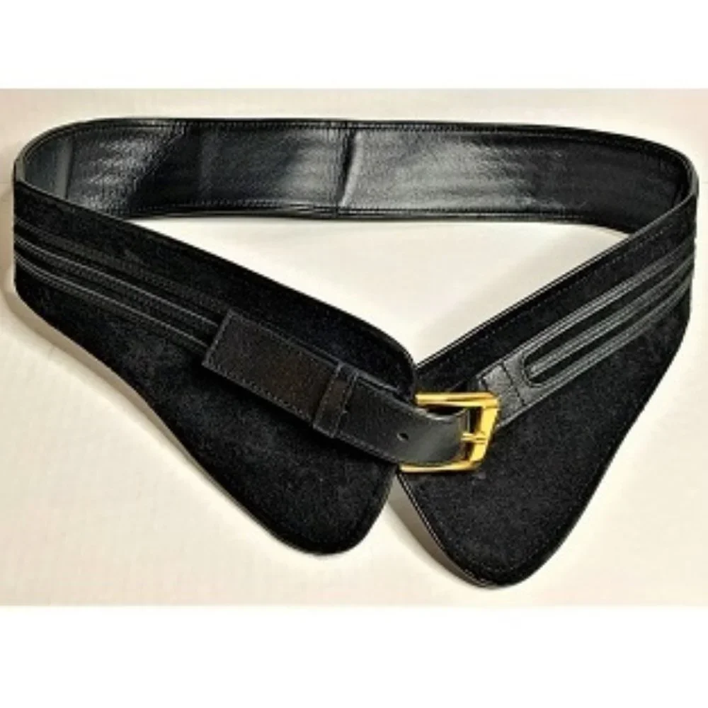 Black Leather and Suede Belt