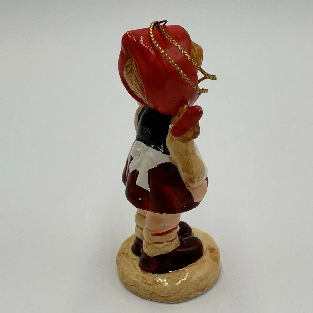 Enesco Ceramic Christmas Tree Ornament Girl Holding Lantern Vintage Retro VTG