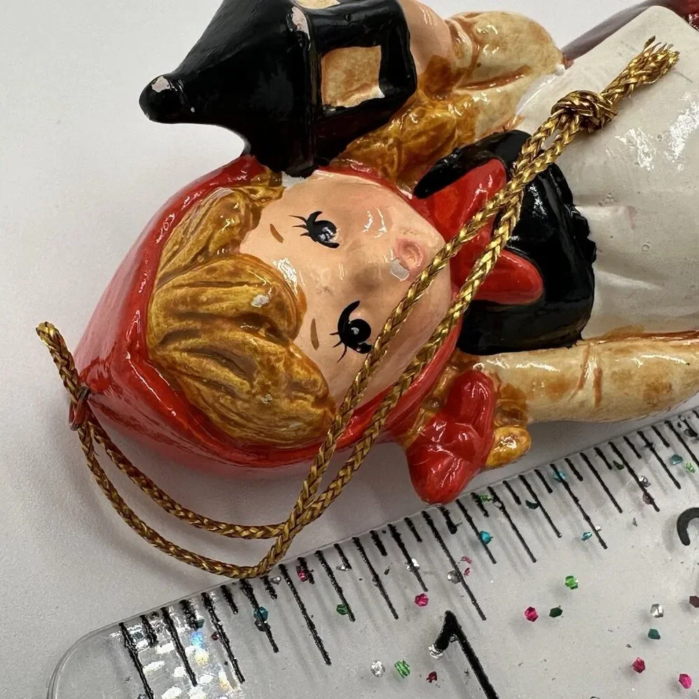 Enesco Ceramic Christmas Tree Ornament Girl Holding Lantern Vintage Retro VTG