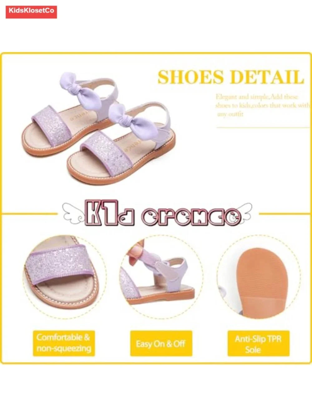 Toddler Girls Sandals Anti-Slip TPR Sole Magic Paste