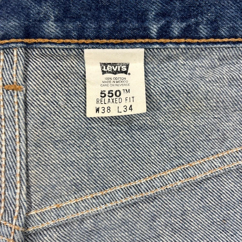 Levi Strauss 550 Relaxed Fit Jeans‎ Men 38x34 Blue Y2K Vintage Black Batwing Tag
