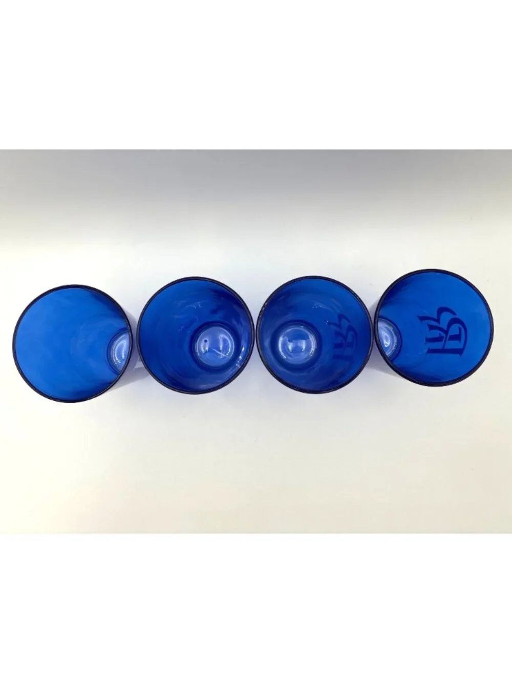 Set Of 4 Rolls-Royce RR Logo Drinking Glass Blue Frosted White Logo 16oz