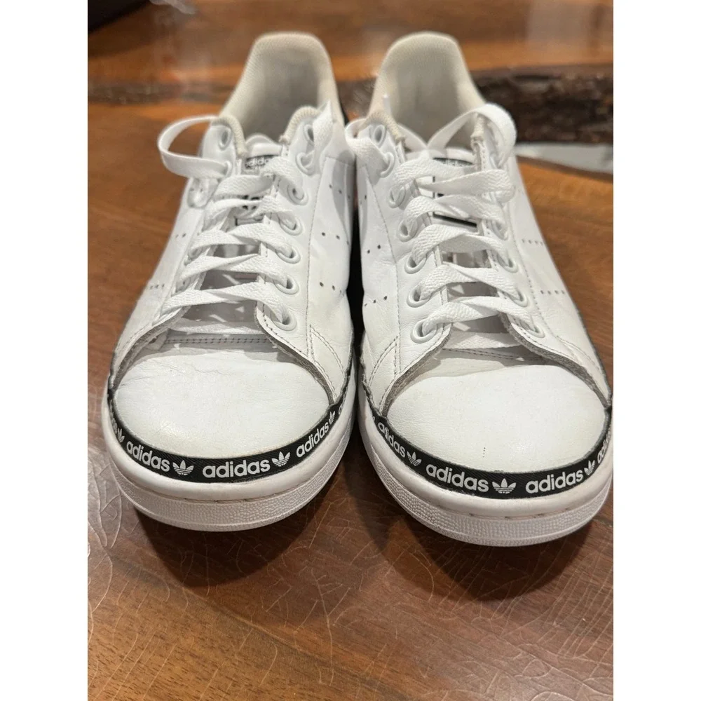 Adidas Stan Smith Leather Shoes White Black Logo‎ Tape Men's/Women's