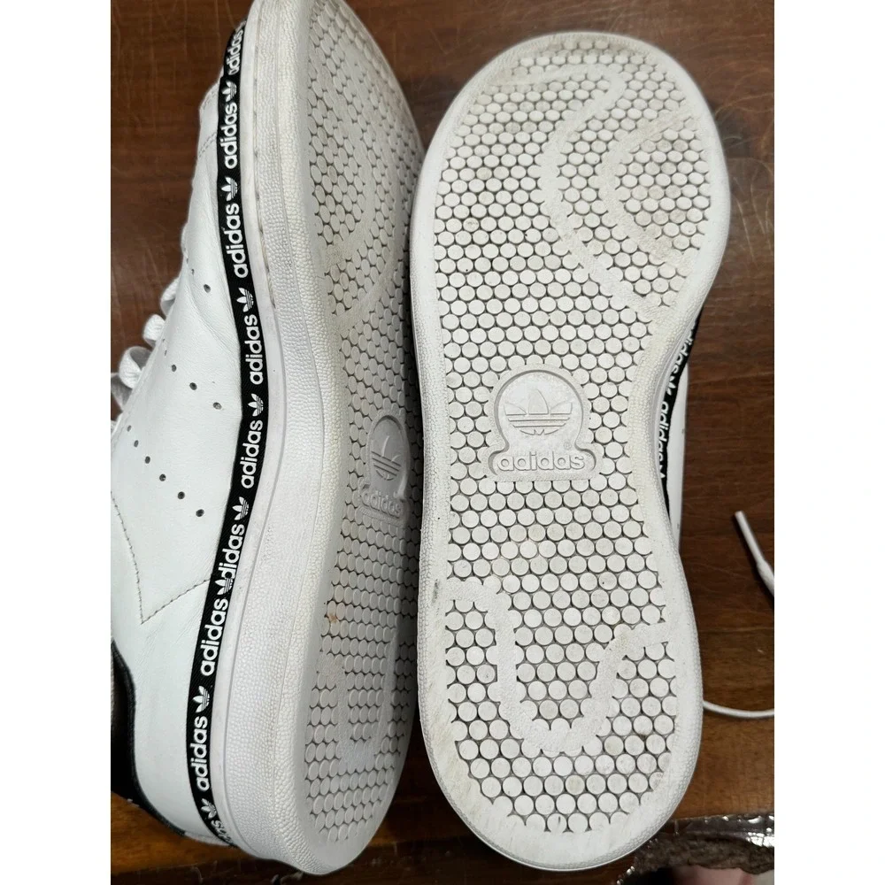 Adidas Stan Smith Leather Shoes White Black Logo‎ Tape Men's/Women's
