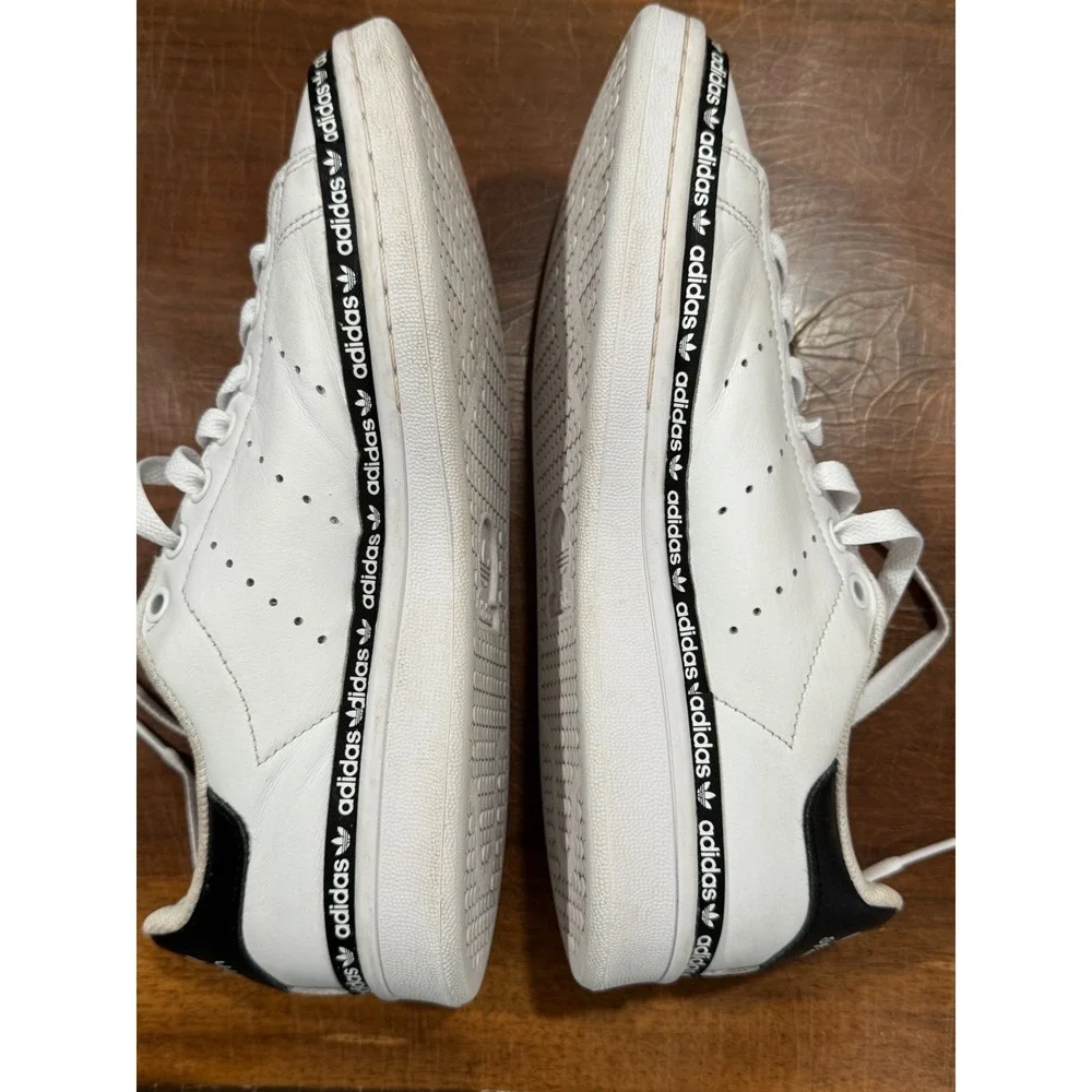 Adidas Stan Smith Leather Shoes White Black Logo‎ Tape Men's/Women's