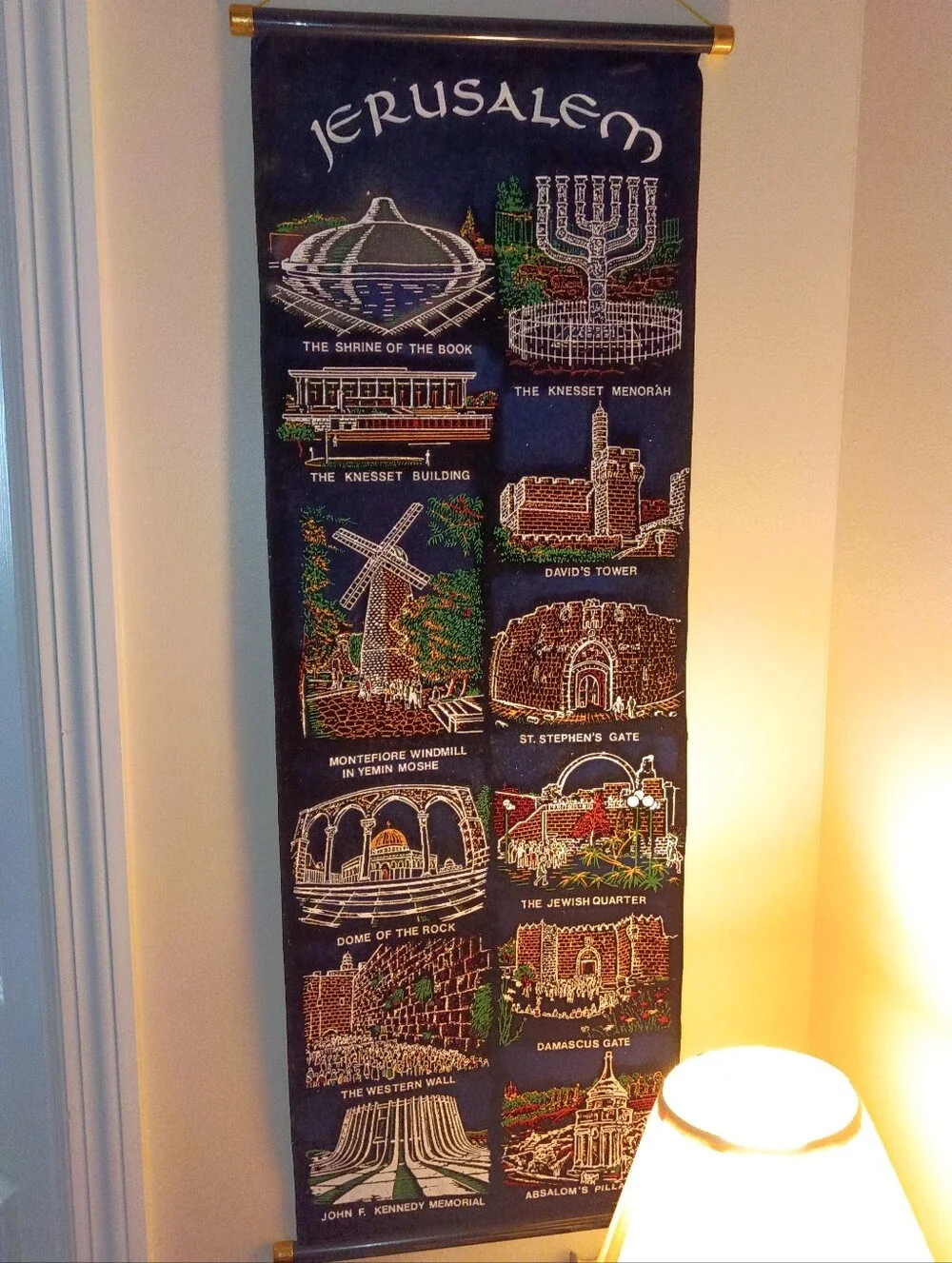 Jerusalem Wall Hanging Tapestry in Navy Blue