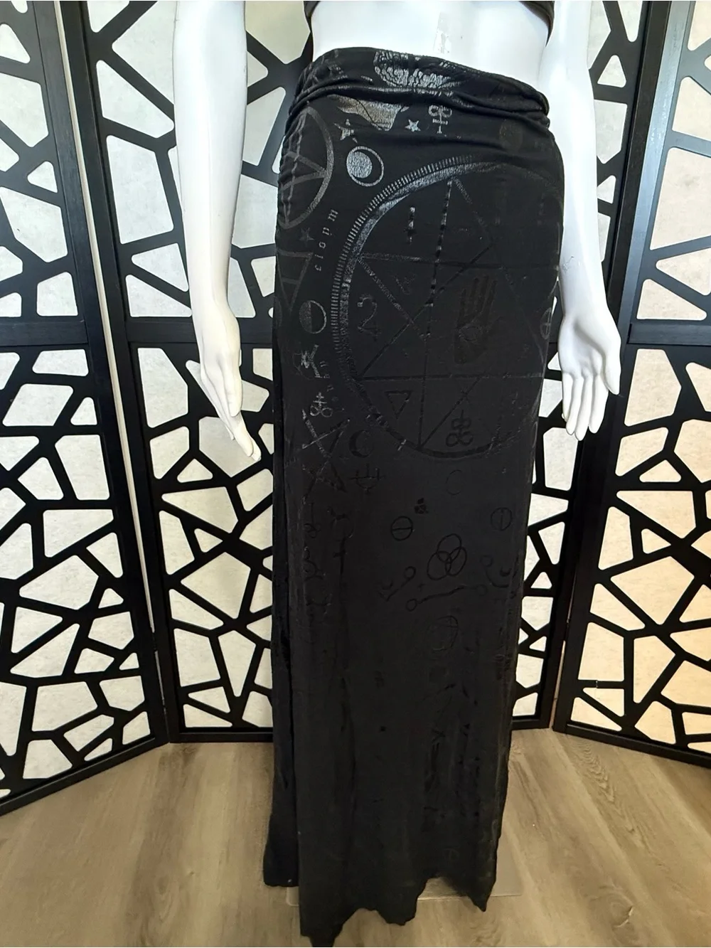 Killstar - Occult Print Black Maxi Skirt - Rare / Discontinued - M