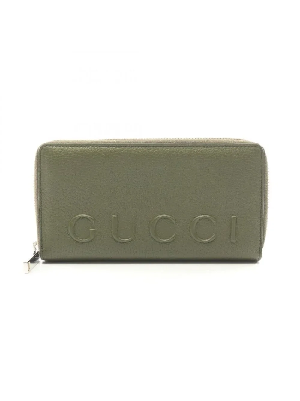 Gucci Round Length Wallet Logo Khaki Leather