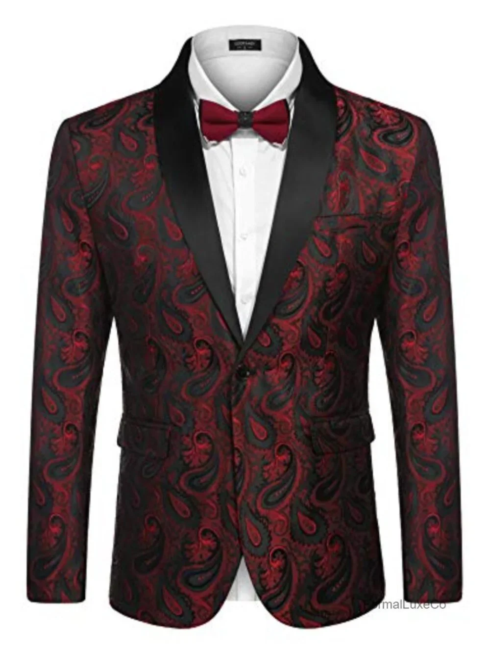 Men's Floral Tuxedo Jacket Paisley Shawl Lapel Suit Blazer for Prom Wedding