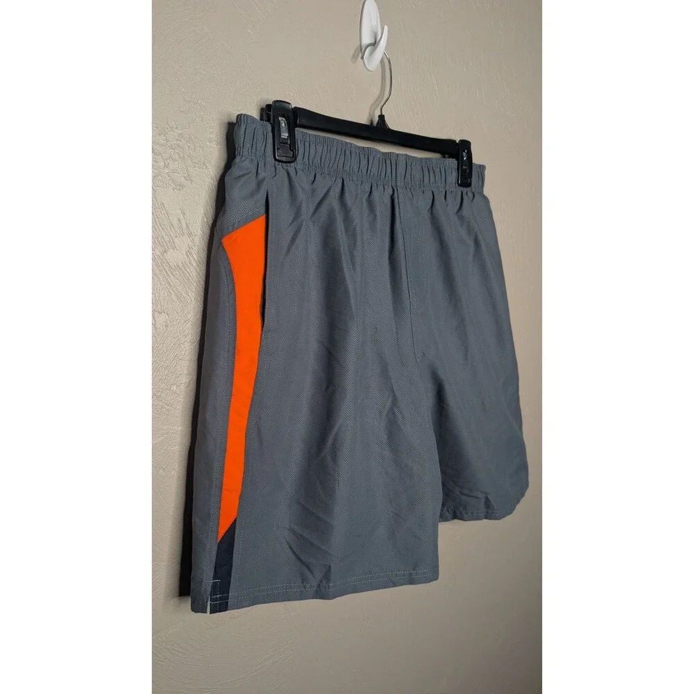 NWT Nike Mens Large Gray Orange Swim Trunks With Liner 717384