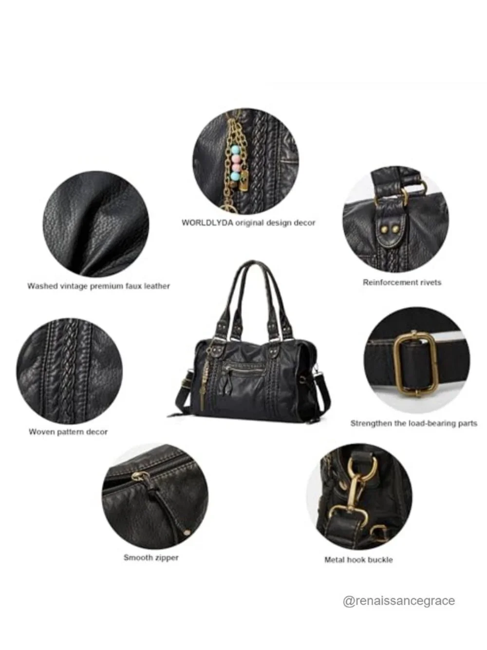 Y2K Hobo Bag Large Tote Soft Faux Leather Crossbody Vintage Shoulder Purse