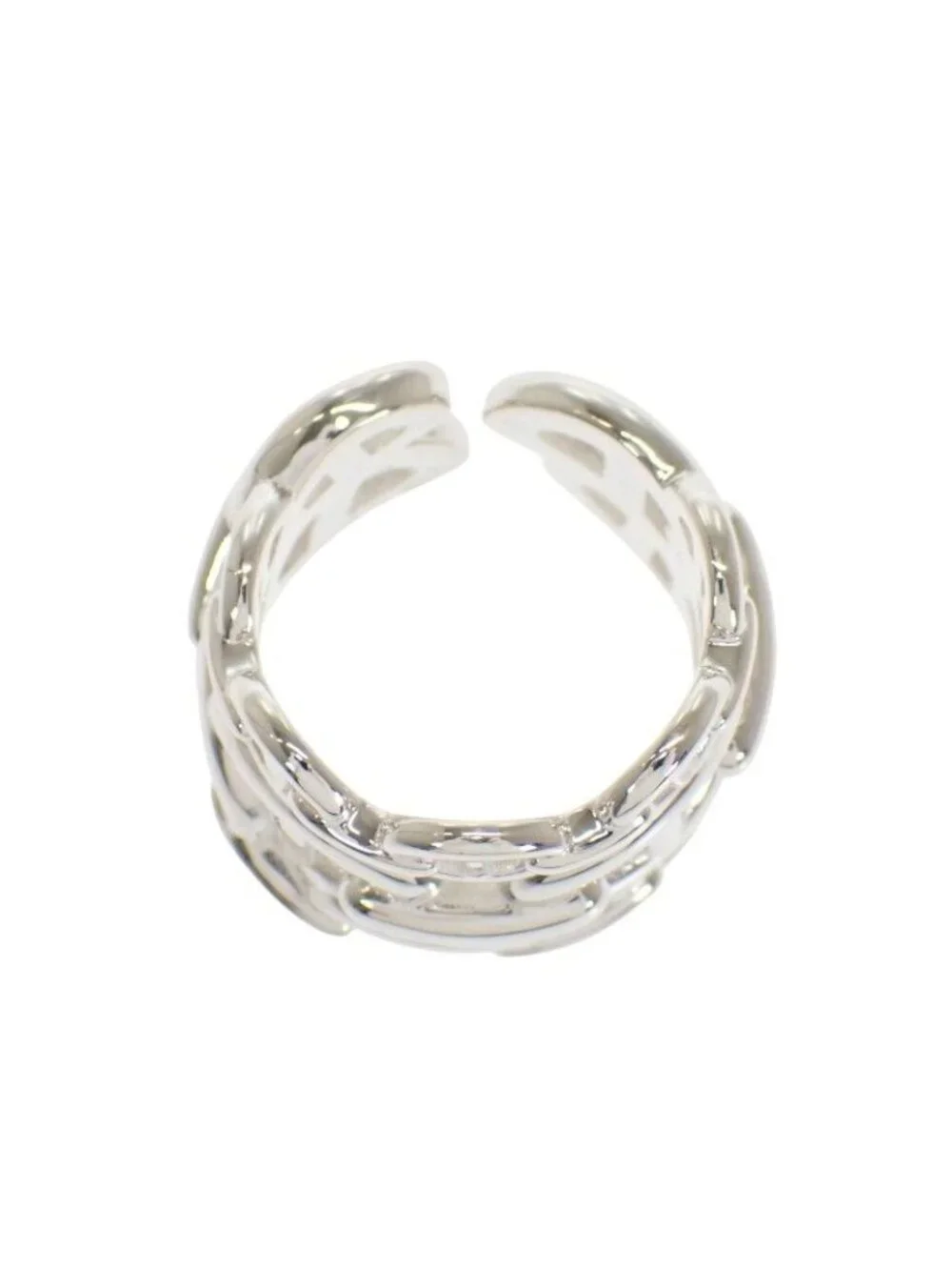 Hermes Chaine D'Ancre Enchainee Stamp Ring 925 Sterling Silver