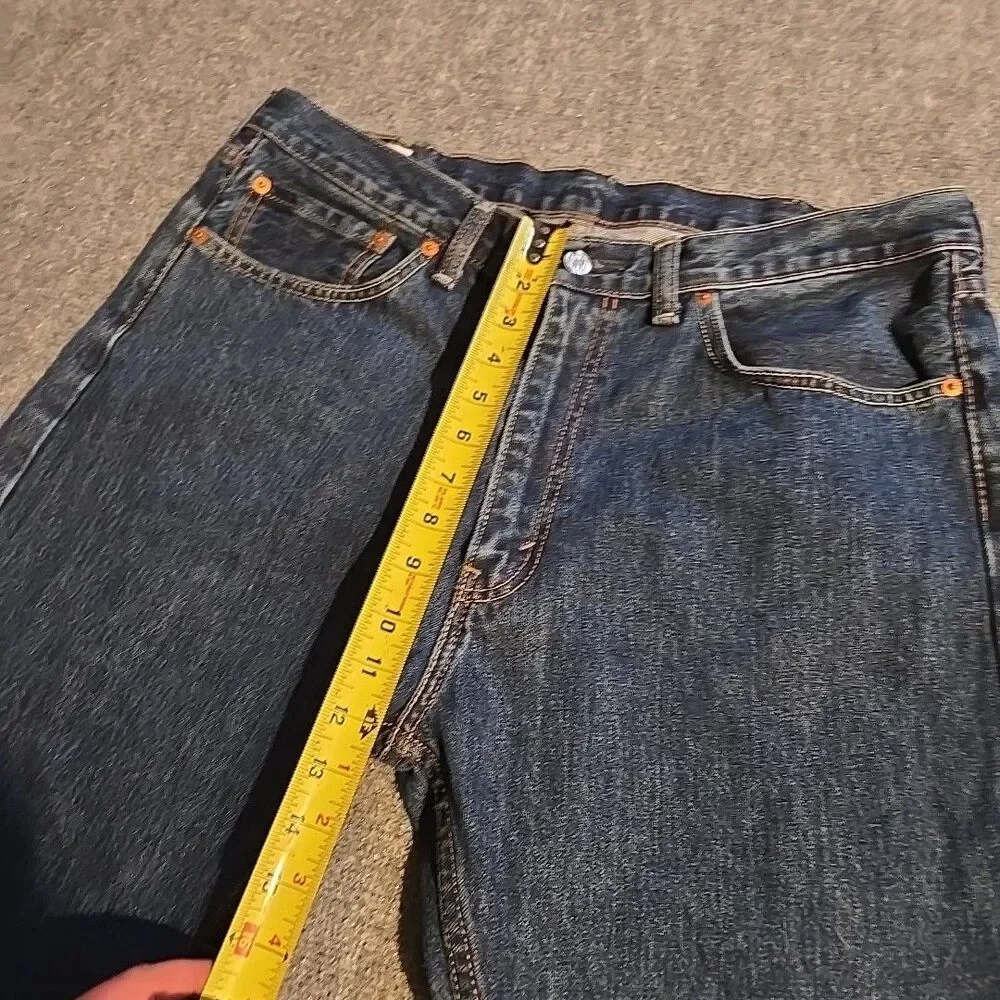 Levi Denim Jeans Mens 38x29 (Fits 37x26) Blue Strait 505 Dark 2015 High Rise