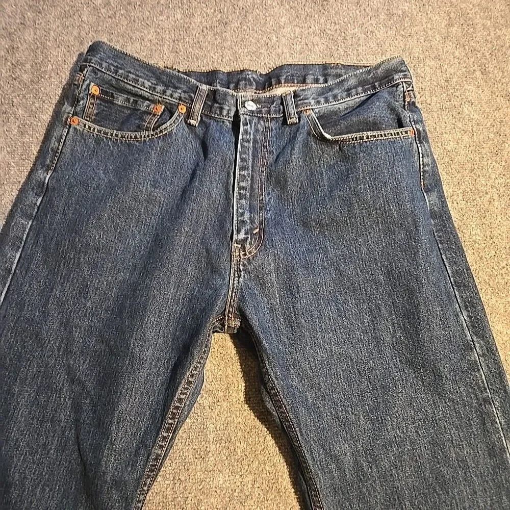Levi Denim Jeans Mens 38x29 (Fits 37x26) Blue Strait 505 Dark 2015 High Rise