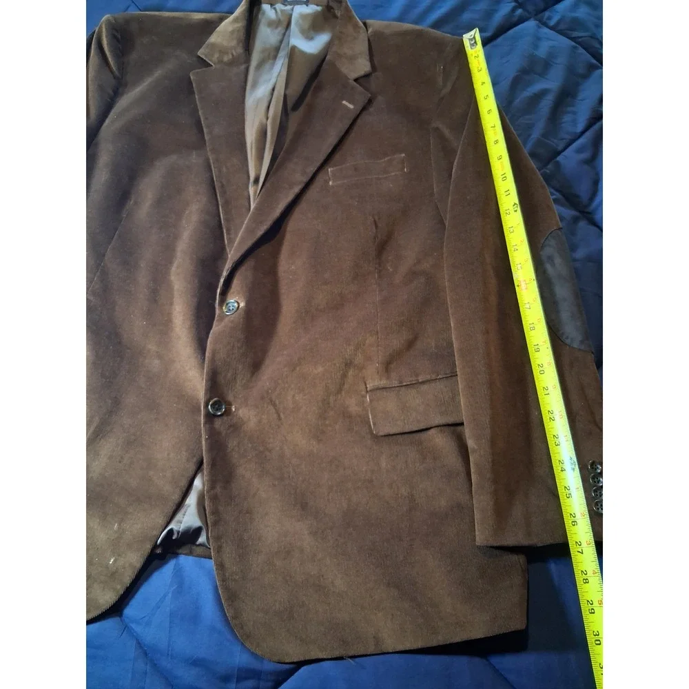 Stafford Brown Corduroy Blazer Elbow Patches Big & Tall 54L Sport Coat Mens
