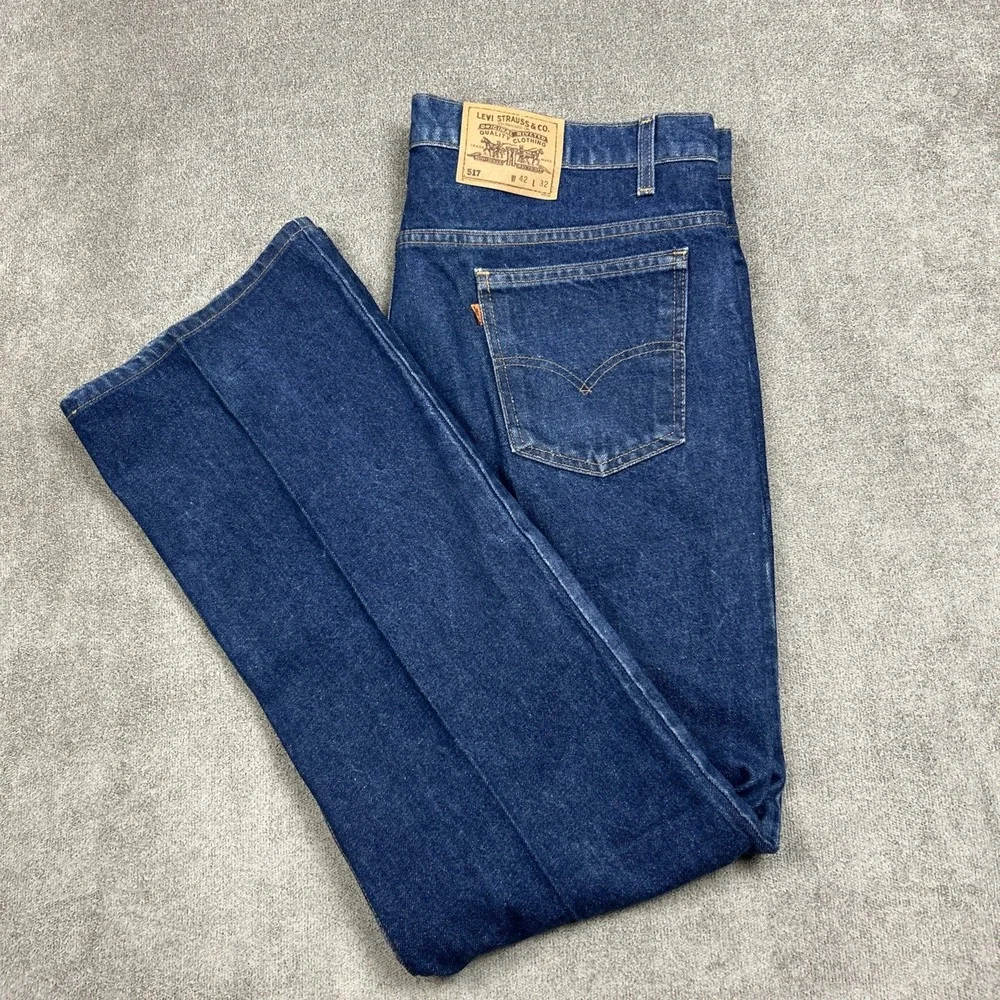 Vintage Levis Jeans Mens 41x33 Blue 517 90s Orange Tab Bootcut USA (Tag42x32)