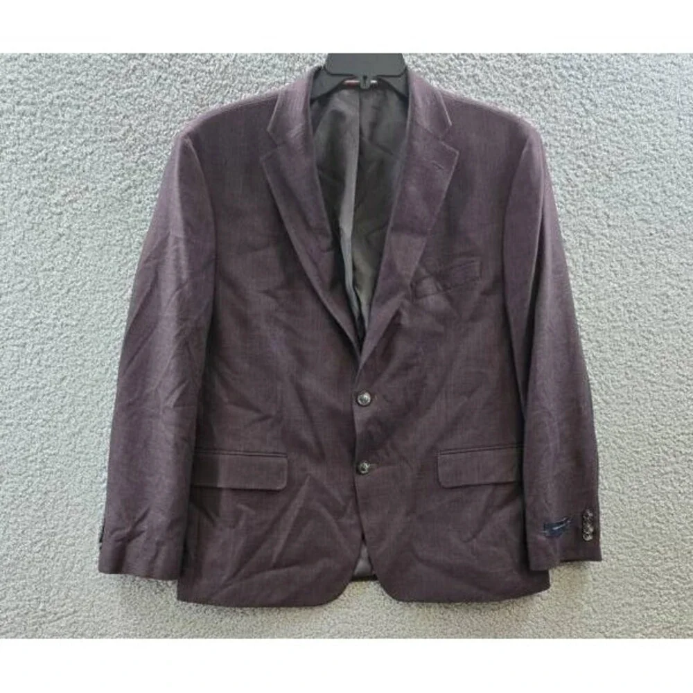 Tommy Hilfiger Modern-Fit Linen Blend Sport Coat Men's 46S Bordeaux Front Button