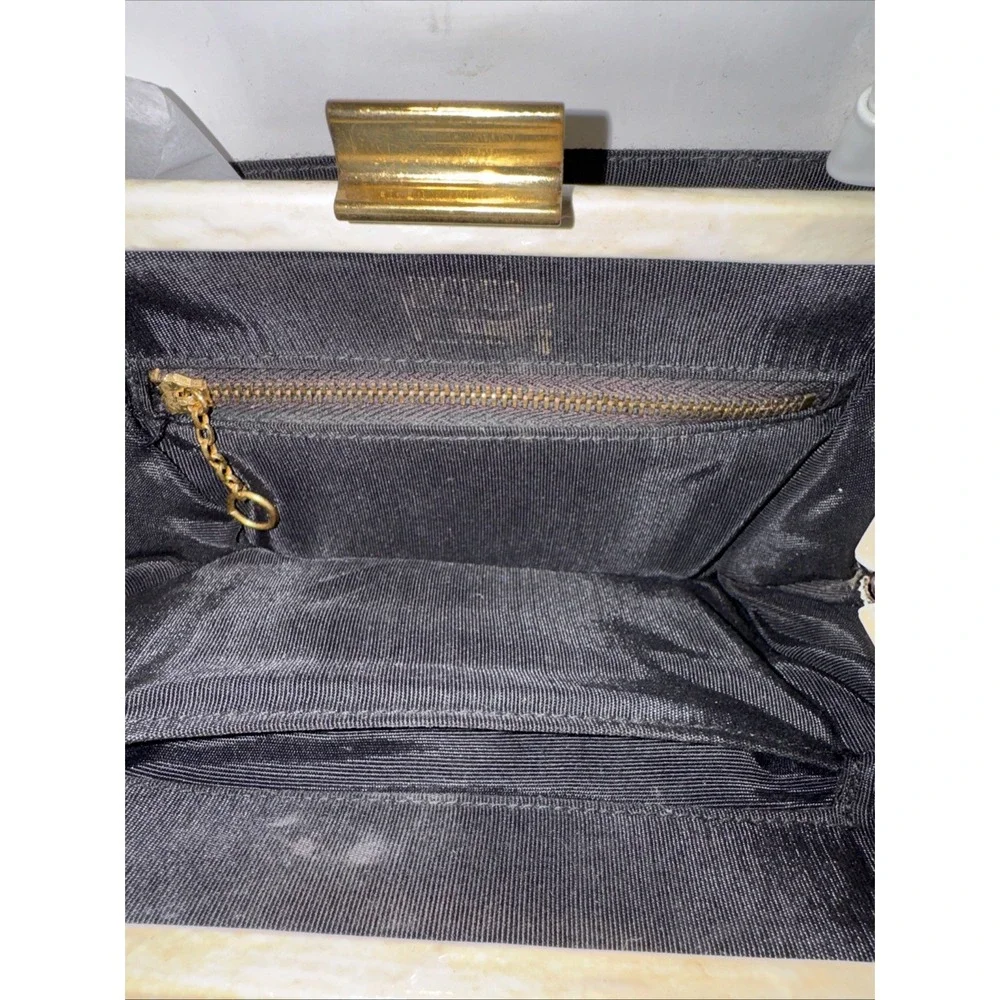 Ingber black/white patent leather Purse vintage 1950's With Brass Hardware Gw993