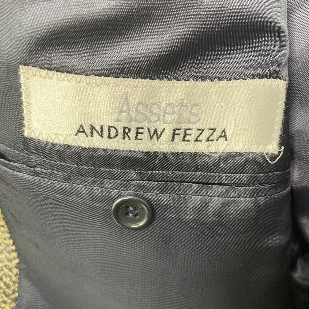 Andrew Fezza Herringbone Blazer‎ Wool Sport Coat Suit Jacket 48L Office Heritage