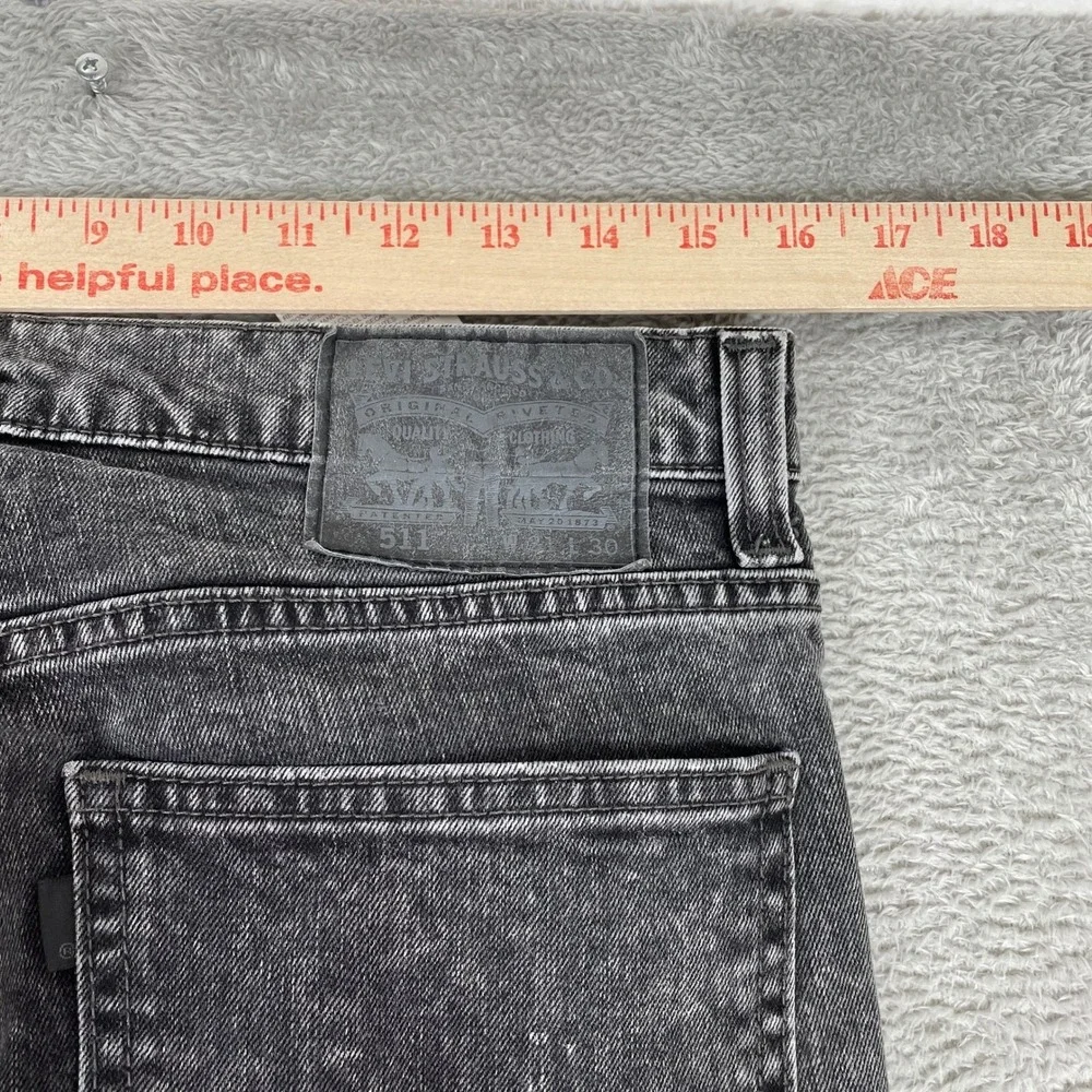 Levi 511 Slim Fit‎ Jeans Mens 31x29 Black Acid Wash Stretch Denim Grunge Skater