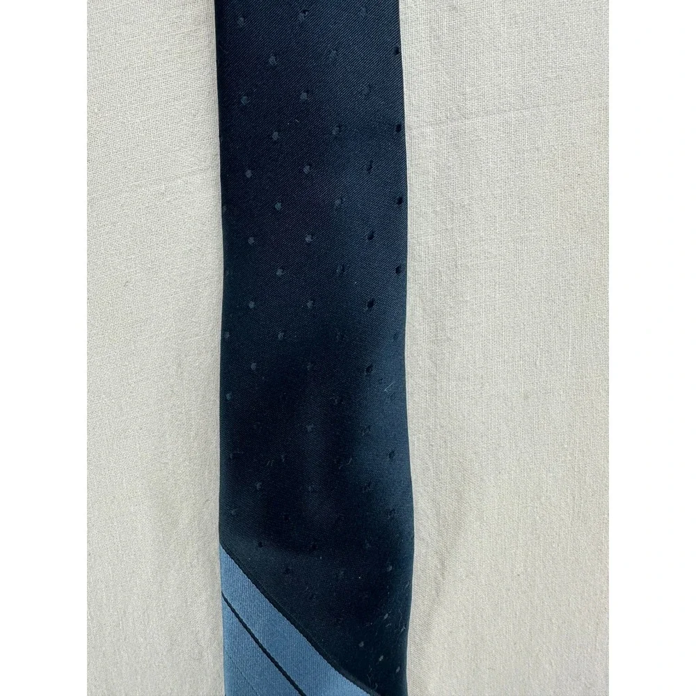 Pierre Cardin Mens Silk Necktie Navy Blue Light Blue‎ Grey Diagonal Stripe Tie
