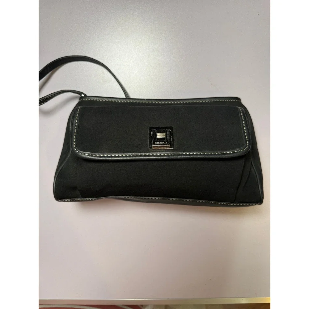 Cole Haan Black Wristlet Clutch Bag‎ Silver Hardware Dust Bag