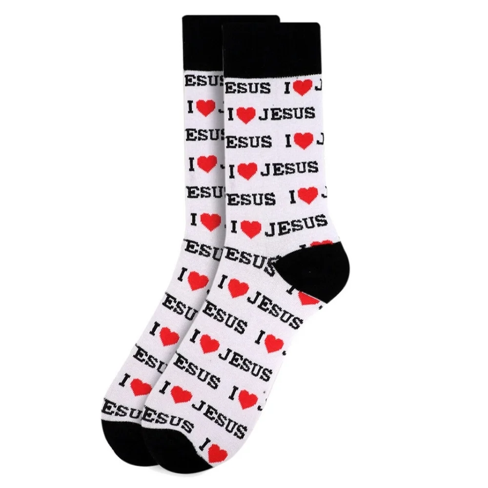 Novelty Socks I Love Jesus Imprint Christian Spiritual Inspiration 2 Pai…