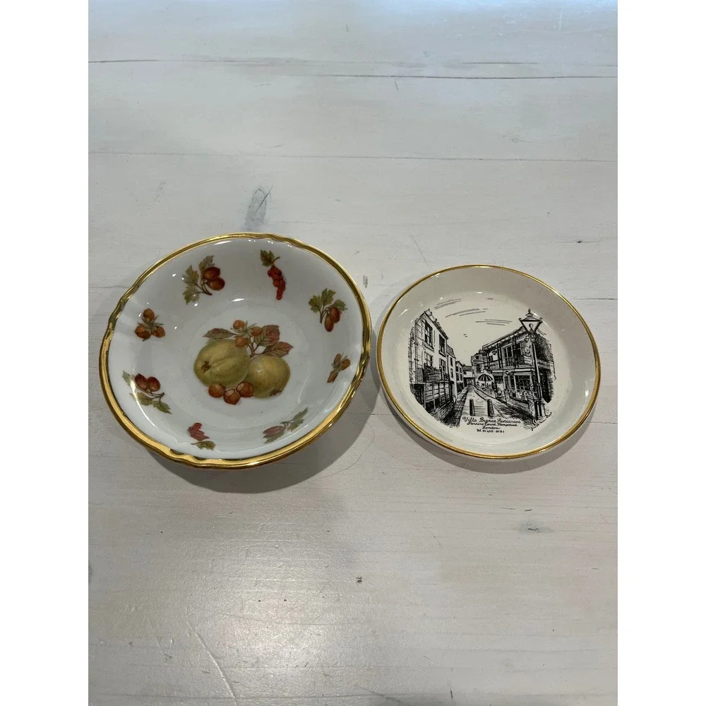 Royal Heidelberg Winterling Dish Fruit Nuts Gold Rim & Judith Marie art dish lot