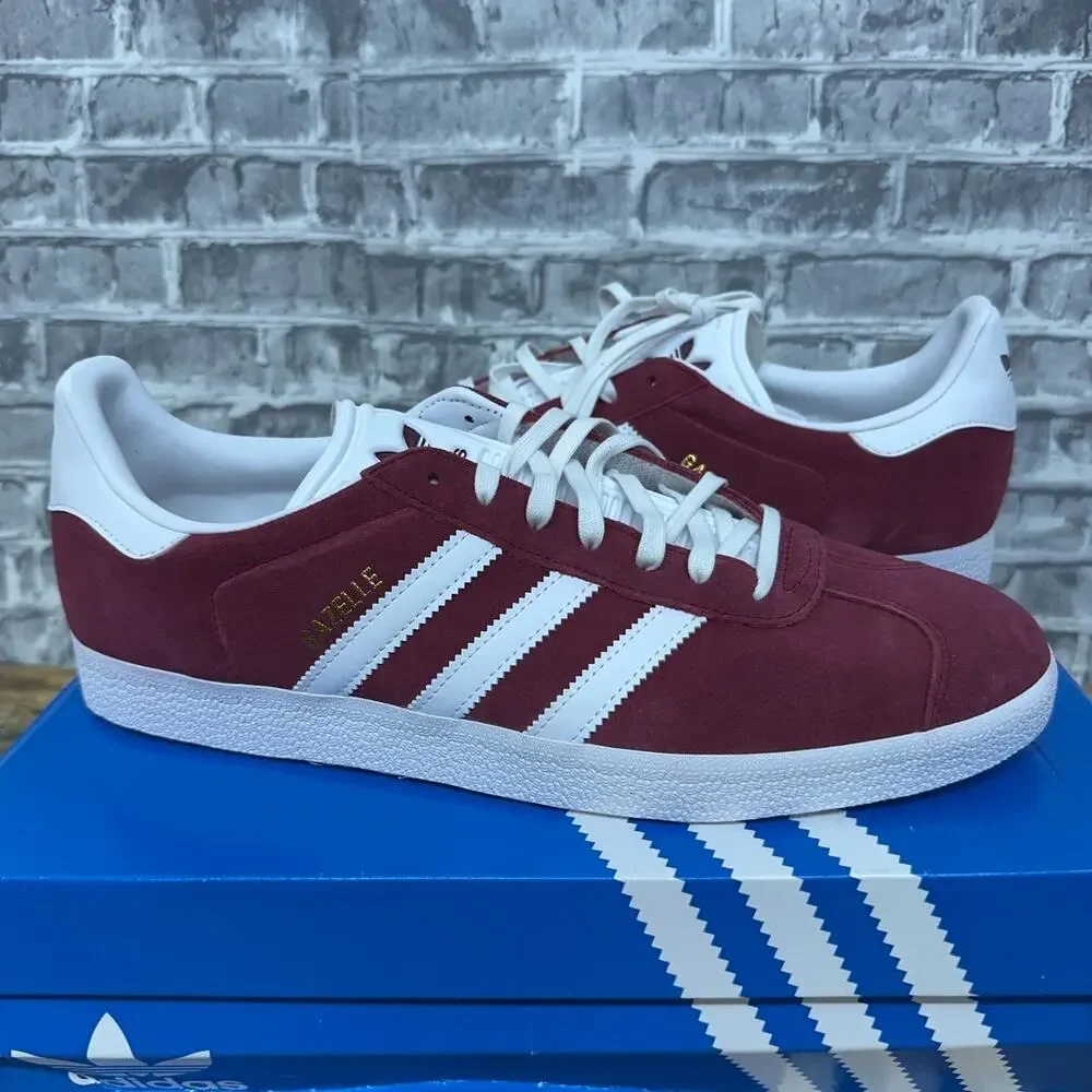 Adidas Gazelle Collegiate Burgundy Red White Sneakers B41645 Mens Size 12 New