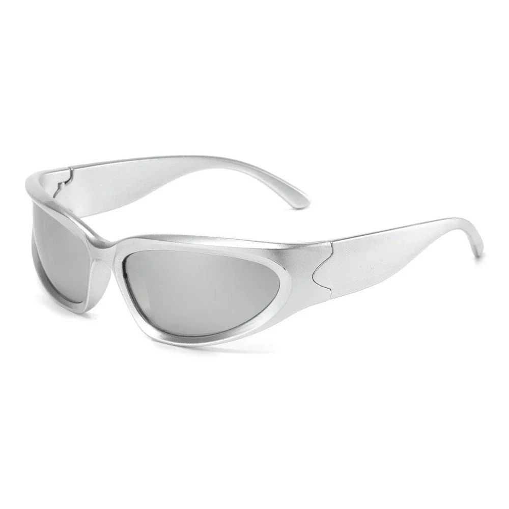 Silver Sunglasses Mirrored Shield Eyewear Women Safety Shield Uv400 Luxury Sport