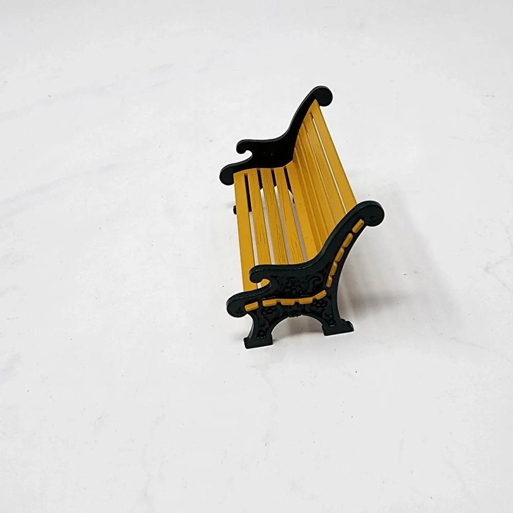 Department 56 Village Wrought Iron Park Bench Yellow Green Metal Accessory 52302