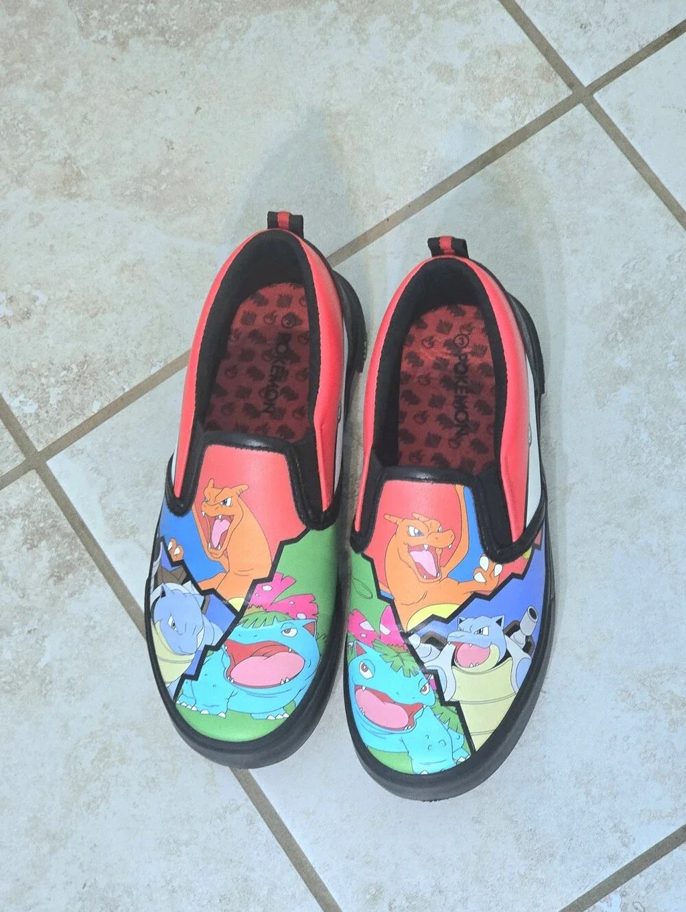 Kids Slip-On Pokemon Character Shoes in Red, Blue & Green