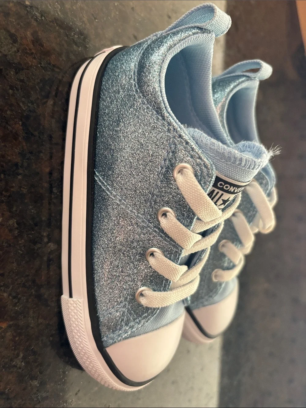 Converse Kids Light Blue Glitter Low Top Sneakers