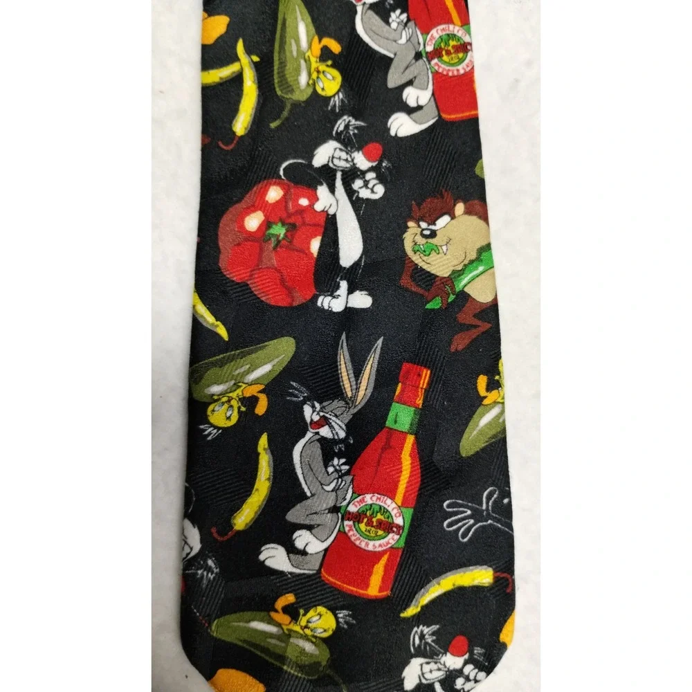 Looney Tunes Novelty Necktie Bugs Bunny Taz Hot Sauce 1996‎ Cartoon Tie