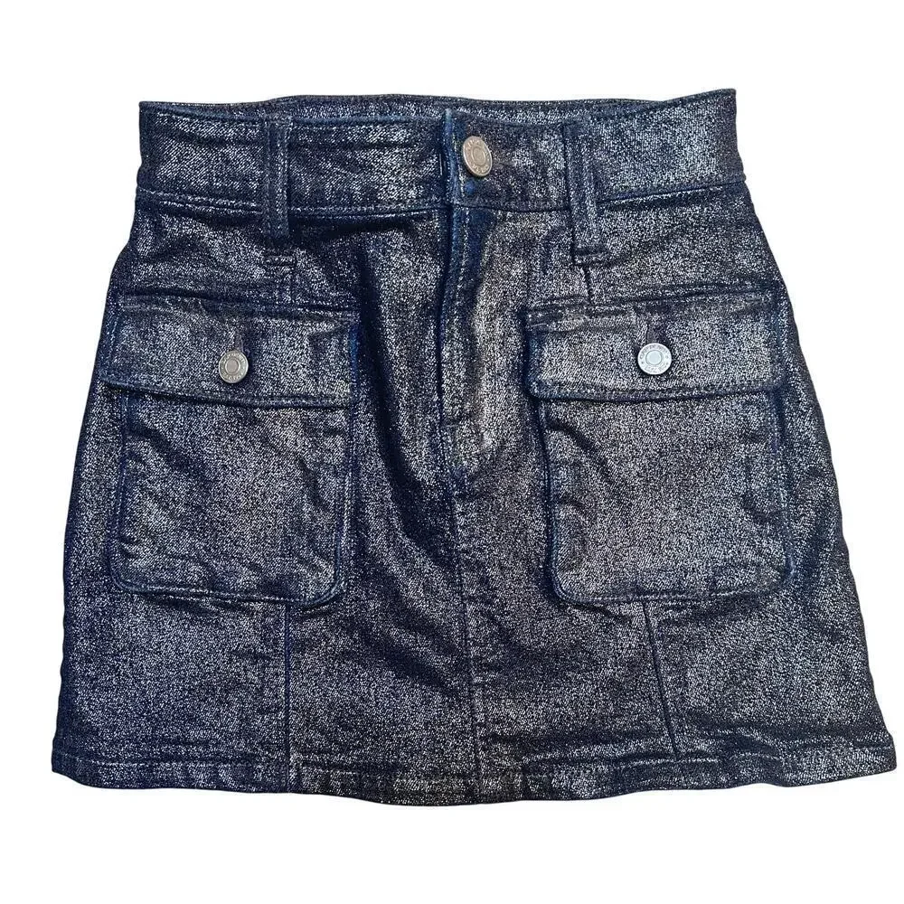 Gap Sparkly Denim Skirt sz 5 Adjustable Waist tabs