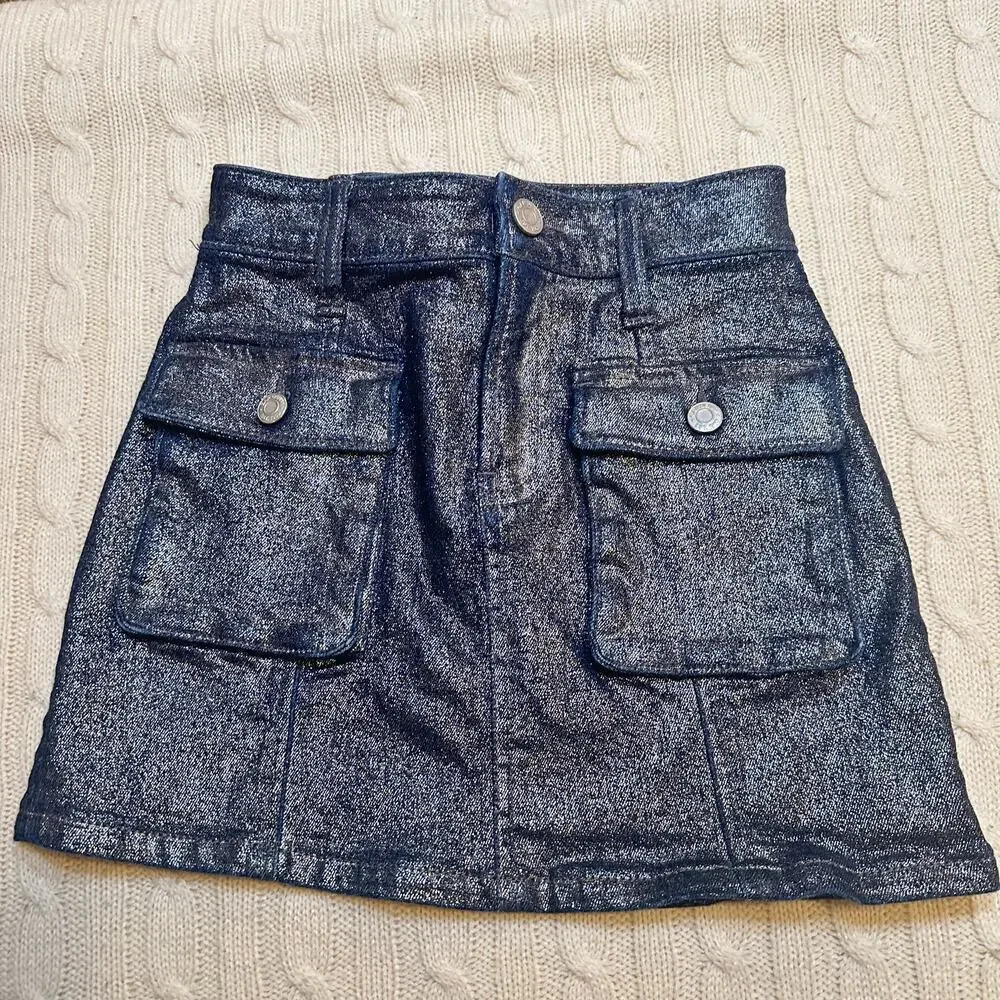 Gap Sparkly Denim Skirt sz 5 Adjustable Waist tabs